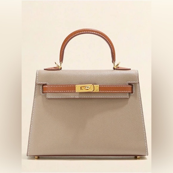 Meet the Posher Handbags - Elegant Taupe and Tan Top-Handle etoupe gold Bag bicolor h Kelly 25 GHW sellier